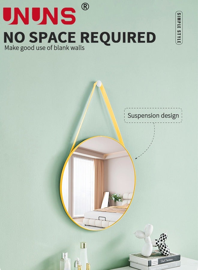 UNUNS Wall Hanging Mirror,Wall Mounted Round Mirror Circle Mirrors,Multiple Hanging Ways Fitting Mirror,Modern Decoration For Bathroom,Vanity,Bedroom,Entryway,Gold,50 cm  - Image 3