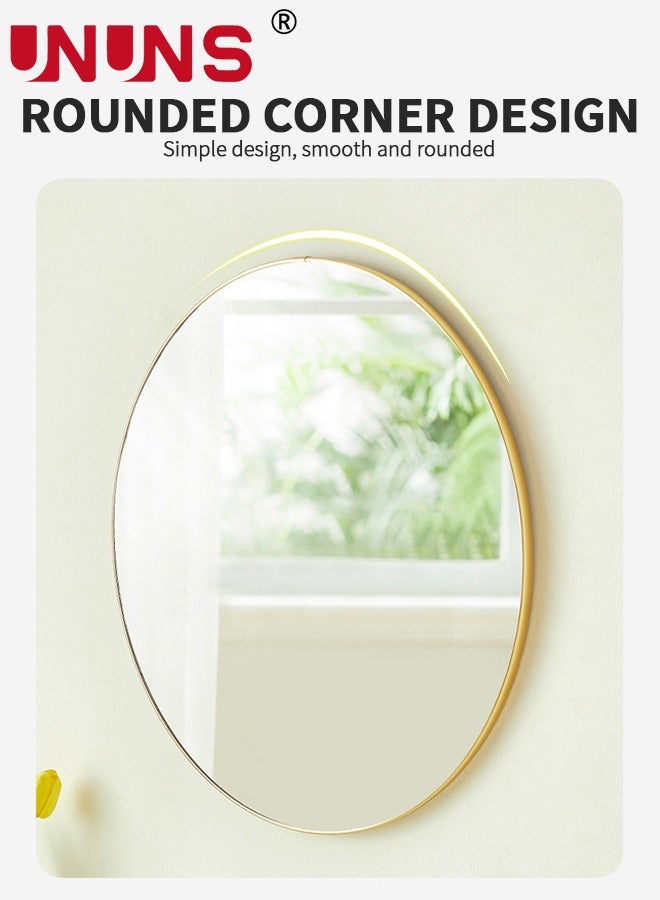 UNUNS Wall Hanging Mirror,Wall Mounted Round Mirror Circle Mirrors,Multiple Hanging Ways Fitting Mirror,Modern Decoration For Bathroom,Vanity,Bedroom,Entryway,Gold,50 cm  - Image 4