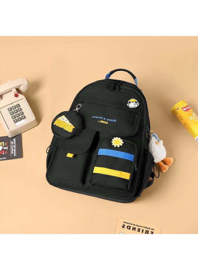 V.nine High School Student Backpack Female High School Student College Student Double Shoulder Bag Male Sports Bag 15-inch Laptop Bag Male Business Travel Bag Obsidian Black - Image 4