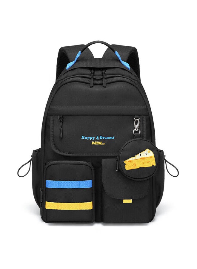V.nine High School Student Backpack Female High School Student College Student Double Shoulder Bag Male Sports Bag 15-inch Laptop Bag Male Business Travel Bag Obsidian Black - Image 5