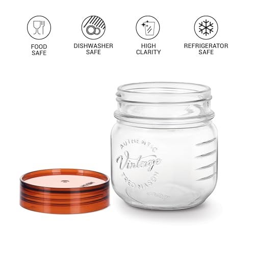 Treo By Milton Vintage Glass Jar With Plastic Lid, set of 6, 300 ml, Transparent |Storage Jar | Kitchen Organiser | Modular |Food Safe | Transparent | Refrigerator Safe | Air Tight - Image 2