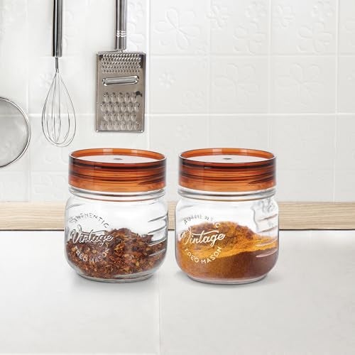 Treo By Milton Vintage Glass Jar With Plastic Lid, set of 6, 300 ml, Transparent |Storage Jar | Kitchen Organiser | Modular |Food Safe | Transparent | Refrigerator Safe | Air Tight - Image 5