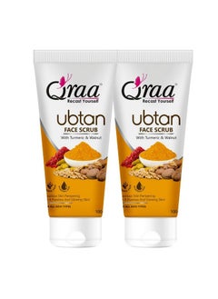 Qraa Ubtan Face Scrub For All Skin Type With Turmeric & Saffron For Tan Removal Glow & Radiance Pack Of 2 X 100G  - Image 1