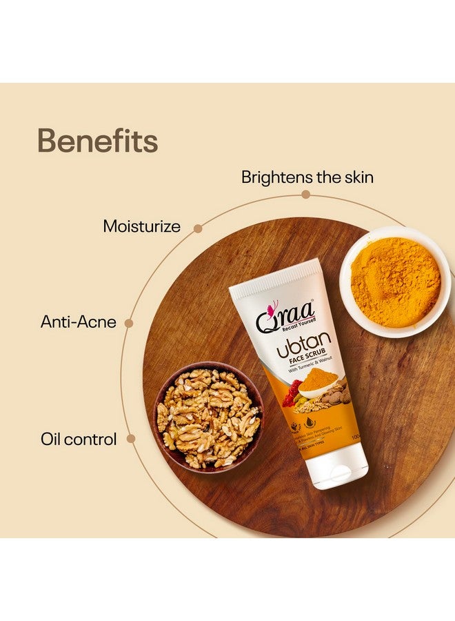 Qraa Ubtan Face Scrub For All Skin Type With Turmeric & Saffron For Tan Removal Glow & Radiance Pack Of 2 X 100G - Image 3