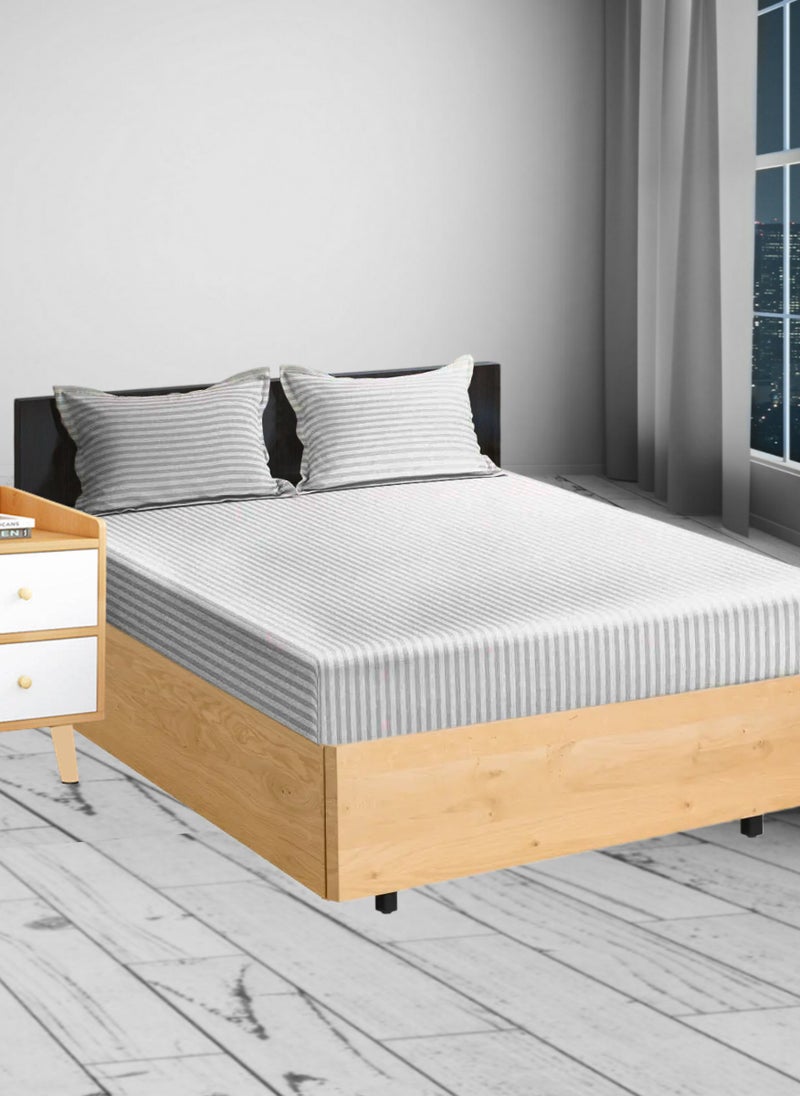 REDTOMMY LIGHT GREY Extra Deep Pocket Single Size Cotton Sheet Set 100x200+20cm - Image 1