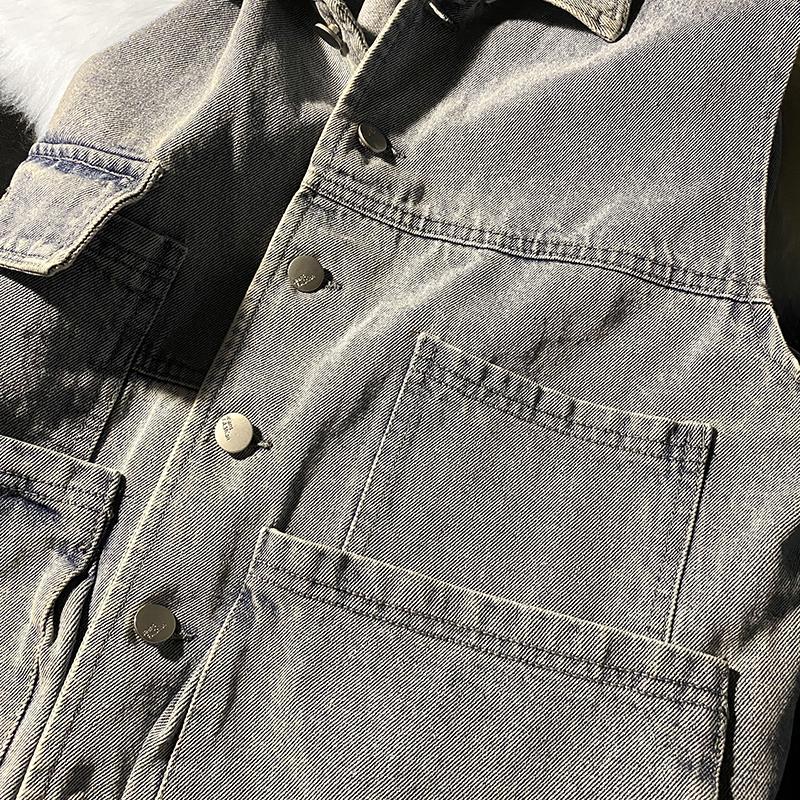 2022 National Fashion New Korean Style Loose Outwear Denim Vest Jacket Ins Hong Kong Style Sleeveless Waistcoat Vest - Image 5