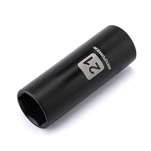 MIXPOWER 1/2-Inch Drive Deep Impact Socket, 21mm, CR-V, Metric, 6 Point, Deep - Image 1