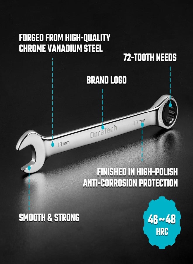 DURATECH 12-Piece Ratcheting Combination Wrench Set, 72-Tooth, Metric, 8-19mm, Cr-v Steel, Organized in Storage Case - Image 2