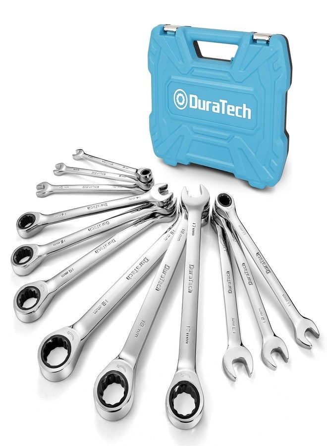 DURATECH 12-Piece Ratcheting Combination Wrench Set, 72-Tooth, Metric, 8-19mm, Cr-v Steel, Organized in Storage Case - Image 1