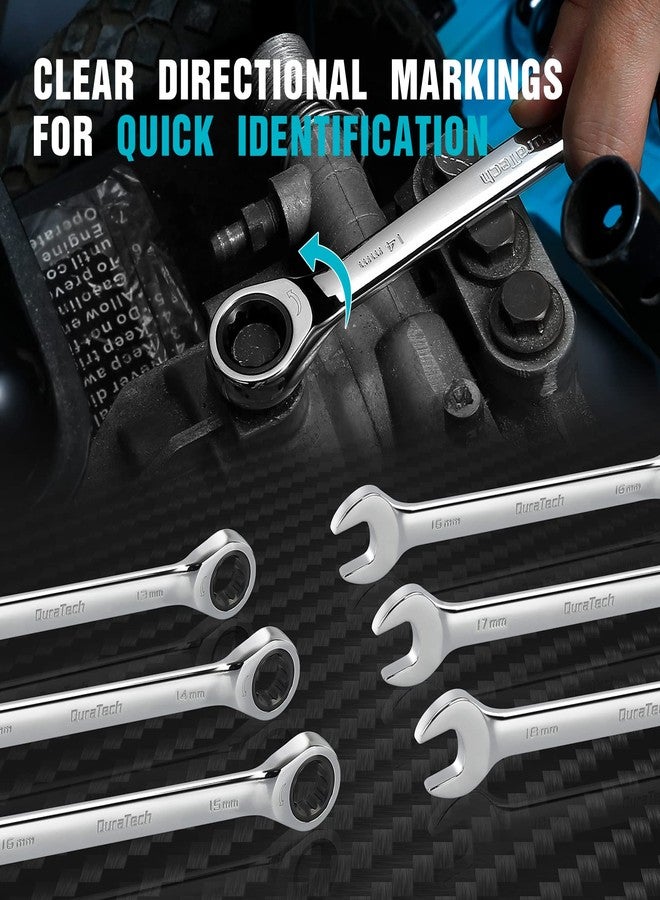 DURATECH 12-Piece Ratcheting Combination Wrench Set, 72-Tooth, Metric, 8-19mm, Cr-v Steel, Organized in Storage Case - Image 5