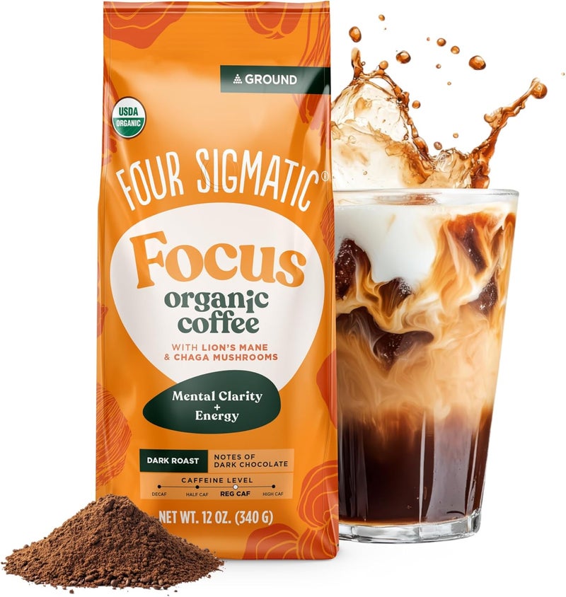 Four Sigmatic Focus Organic Mushroom Coffee with Lion's Mane & Chaga, Dark Roast, 12 oz (340 g) - Image 1