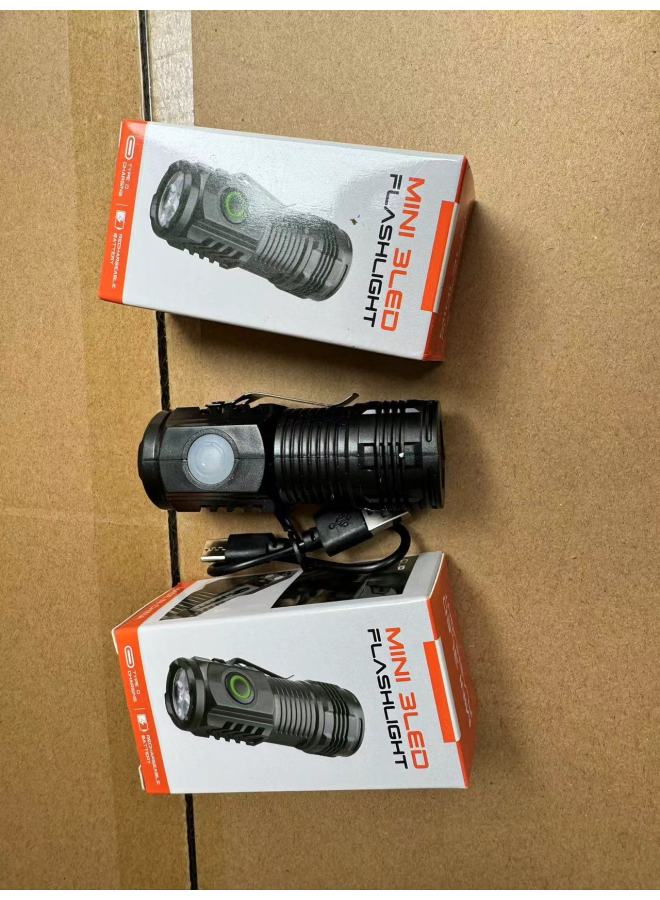 Generic LED Strong Light Long-range Flashlight Super Bright Mini Portable Small Flashlight Outdoor Multi-function Cap Lamp-Color:S350 Plastic Built-in Battery Set  - Image 1
