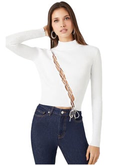 FOREVER 21 Lace-Up Mock Neck Top  - Image 2
