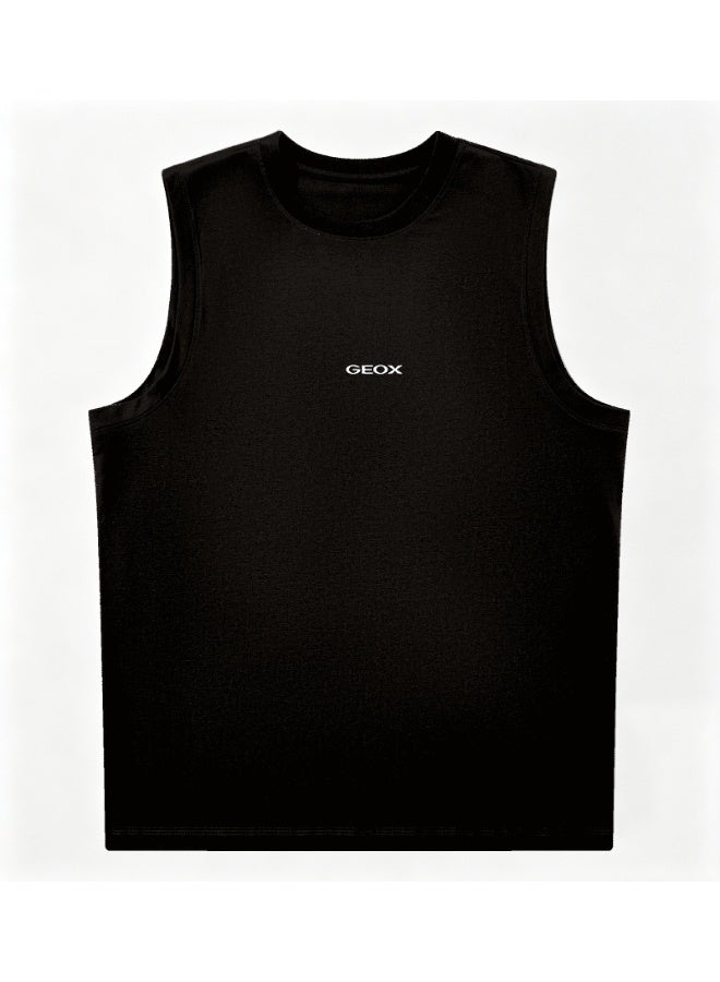 GEOX Men Basic Crew Neck Sleeveless Tank Top Daily Streetwear Casual Tee Black - Image 2