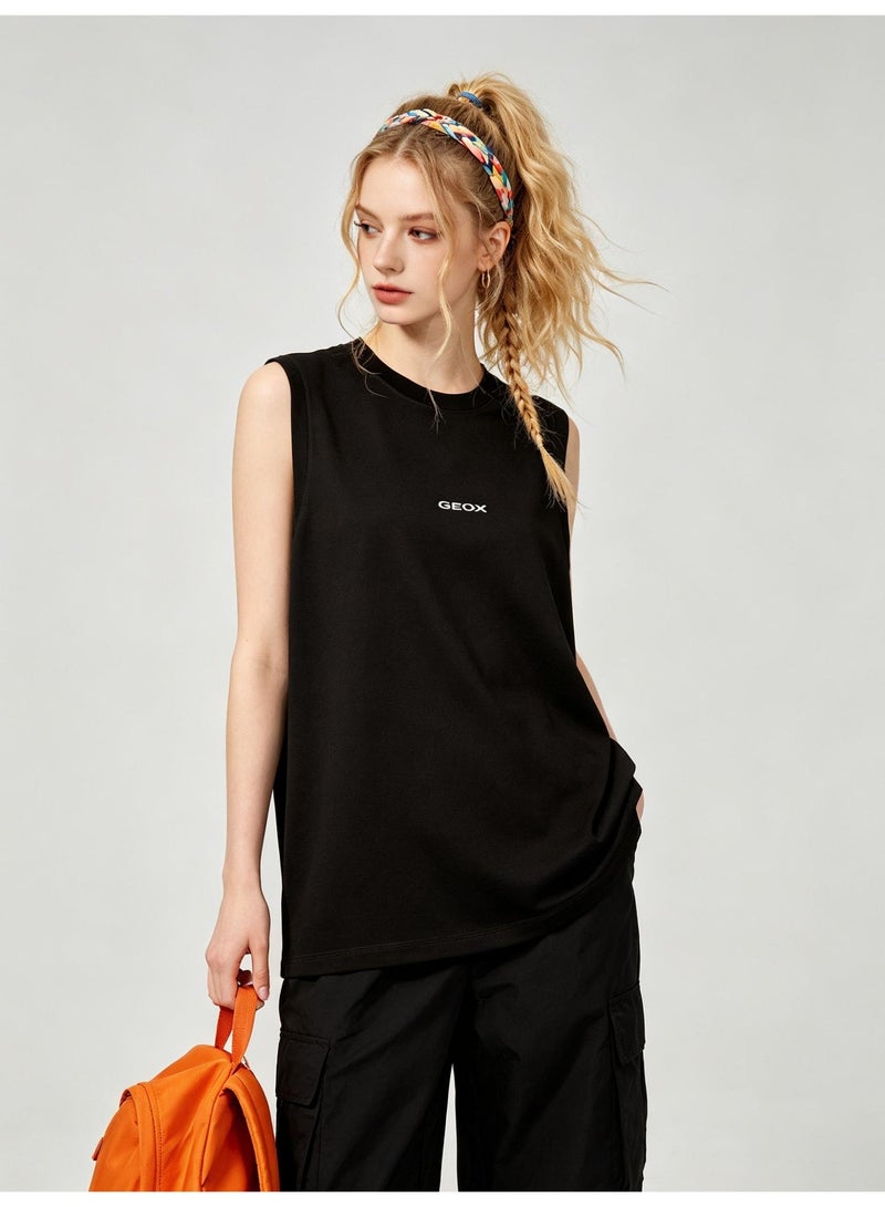 GEOX Men Basic Crew Neck Sleeveless Tank Top Daily Streetwear Casual Tee Black - Image 5