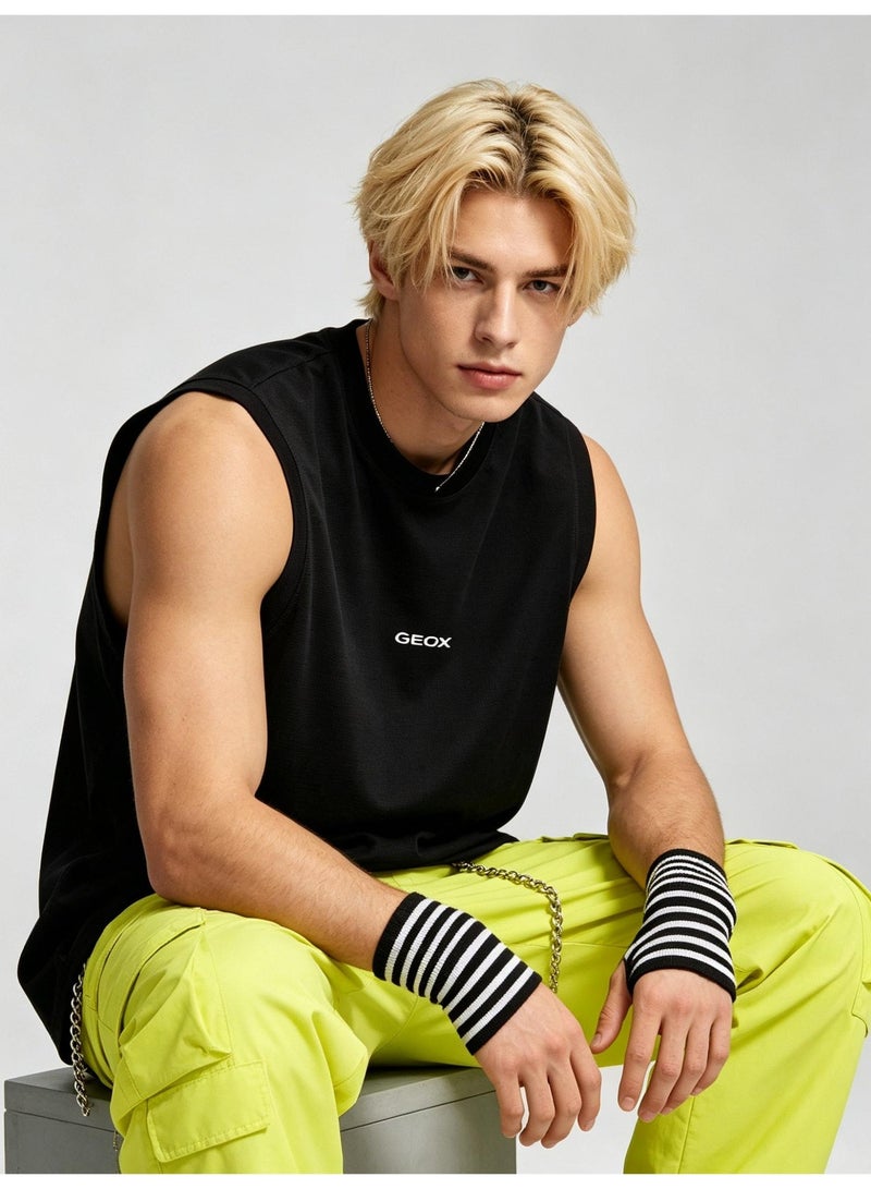GEOX Men Basic Crew Neck Sleeveless Tank Top Daily Streetwear Casual Tee Black - Image 1
