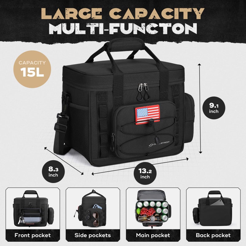 Maelstrom Tactical Lunch Box, Insulated Lunch Bag for Men, Large Leakproof Soft Cooler Bag with Detachable MOLLE Bags, Durable Lunch Tote for Adult Women Work,Picnic,20 Cans/15 L, Black - Image 5