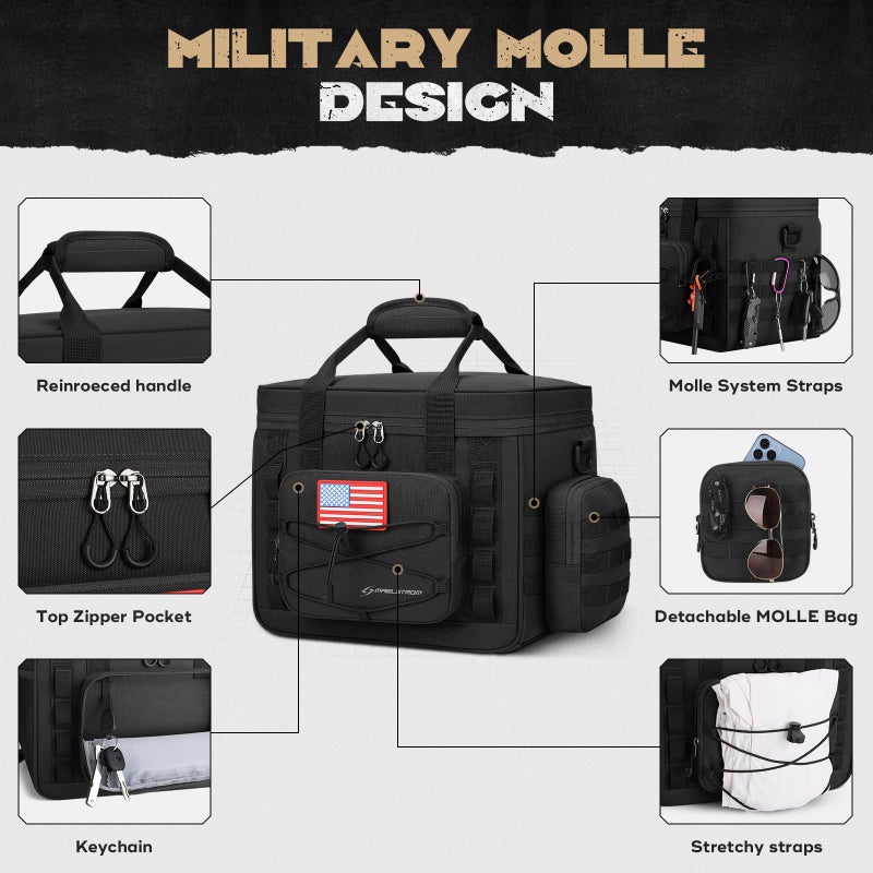 Maelstrom Tactical Lunch Box, Insulated Lunch Bag for Men, Large Leakproof Soft Cooler Bag with Detachable MOLLE Bags, Durable Lunch Tote for Adult Women Work,Picnic,20 Cans/15 L, Black - Image 4