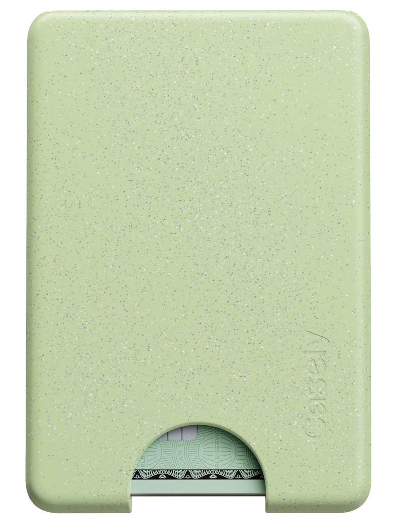 Casely MagWallet | Kiwi Kiss | Matcha Green Shimmer | Slim Wallet Card Holder | Compatible with MagSafe | Soft-Touch Hard Silicone | Holds Up to 3 Cards - Image 1