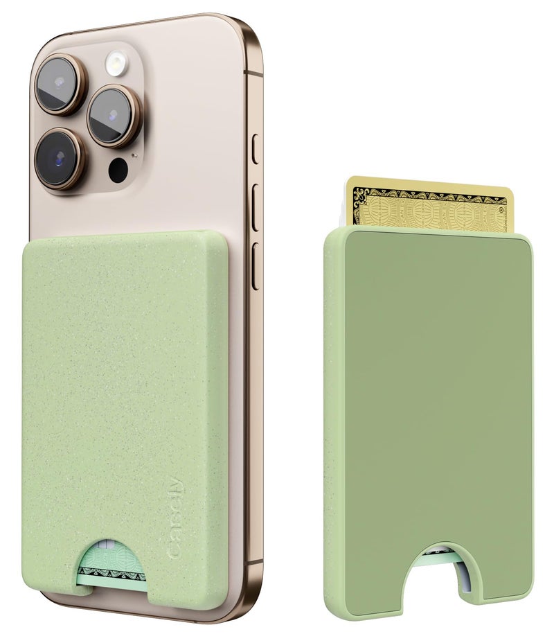 Casely MagWallet | Kiwi Kiss | Matcha Green Shimmer | Slim Wallet Card Holder | Compatible with MagSafe | Soft-Touch Hard Silicone | Holds Up to 3 Cards - Image 3