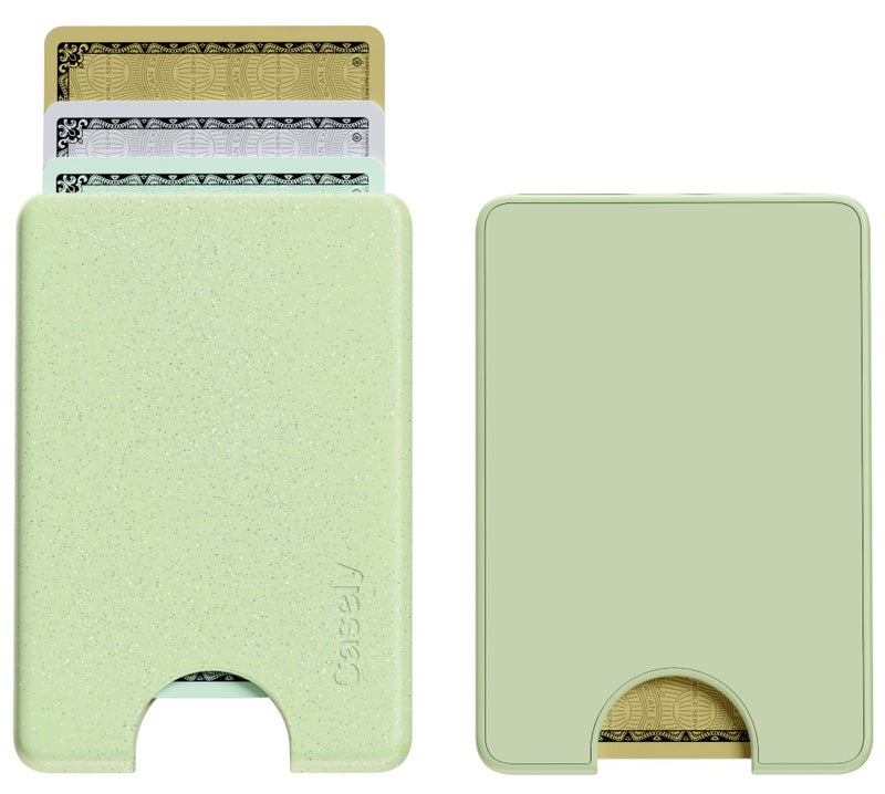 Casely MagWallet | Kiwi Kiss | Matcha Green Shimmer | Slim Wallet Card Holder | Compatible with MagSafe | Soft-Touch Hard Silicone | Holds Up to 3 Cards - Image 2