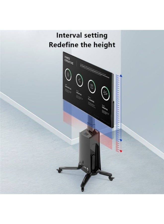 NB ERGONOMIC Motorized TV Floor Stand  for 55–85 Inch TVs Up to 45.5 kg, Height Adjustable 1200–1500 mm, VESA Mount 600×400 mm, Mobile TV Stand with Casters, Black | G85  - Image 2