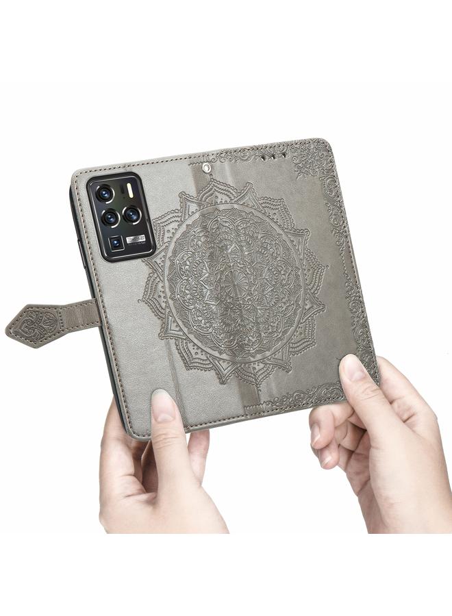 إيروريكس جراب لهاتف ZTE 30 Ultra 5G، جراب جلدي أفقي منقوش عليه زهرة ماندالا مع حامل / فتحة بطاقة / محفظة / حبل - Image 5