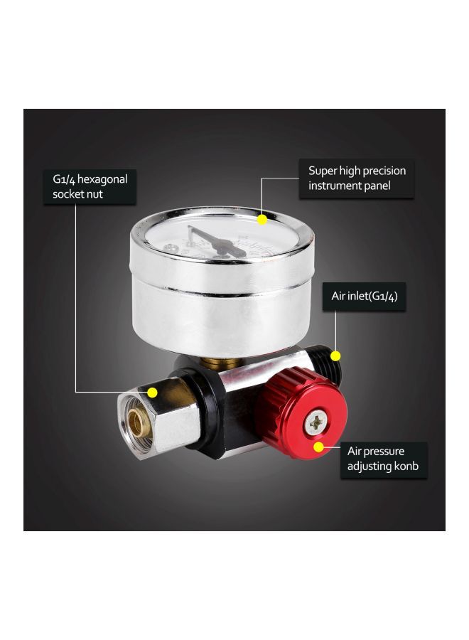 Loquat Air Regulator Pressure Gauge Black/Clear/Red 10x4x10cm - Image 3