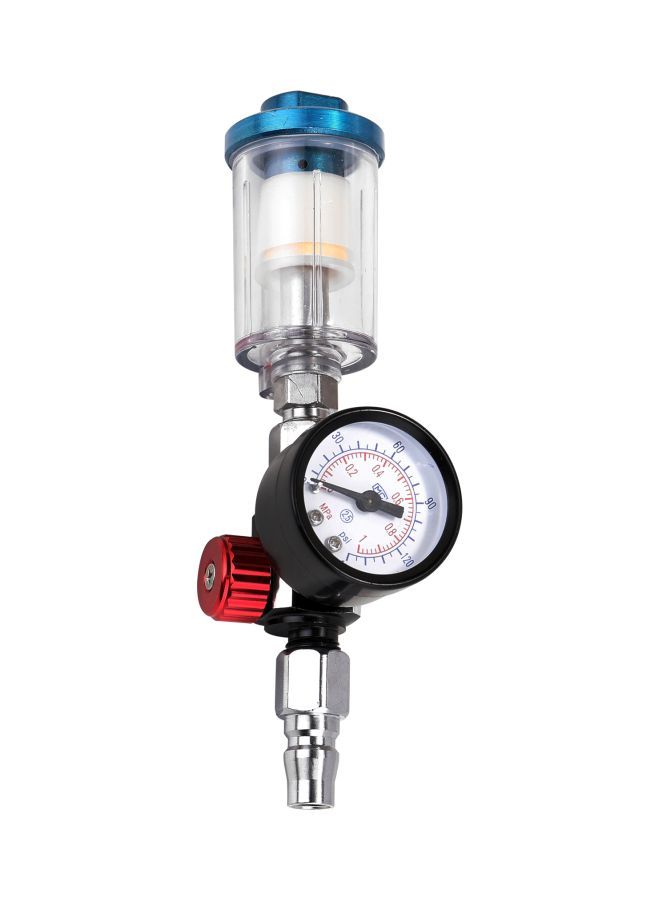 Loquat Air Regulator Pressure Gauge Black/Clear/Red 10x4x10cm - Image 1