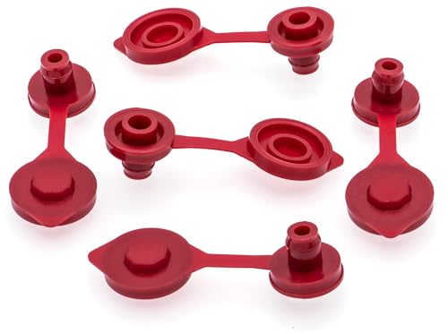 MEAJOO 5PCS Small Universal Can Vent Cap Red Can Vent Cap Replacement Flexible Pour Nozzle Gasket Stopper Vent Cap Collar Caps Compatible for Most of The Cans Old Style Water Gas Jug - Image 1