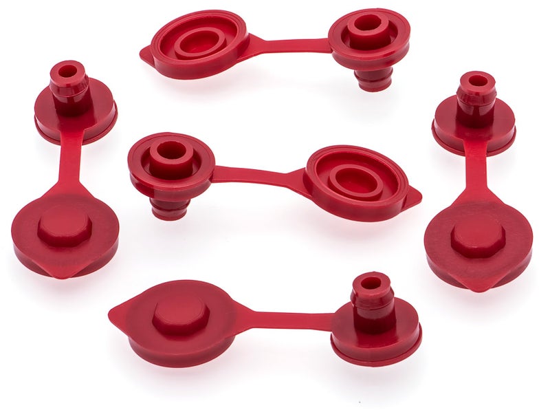 MEAJOO 5PCS Small Universal Can Vent Cap Red Can Vent Cap Replacement Flexible Pour Nozzle Gasket Stopper Vent Cap Collar Caps Compatible for Most of The Cans Old Style Water Gas Jug - Image 3