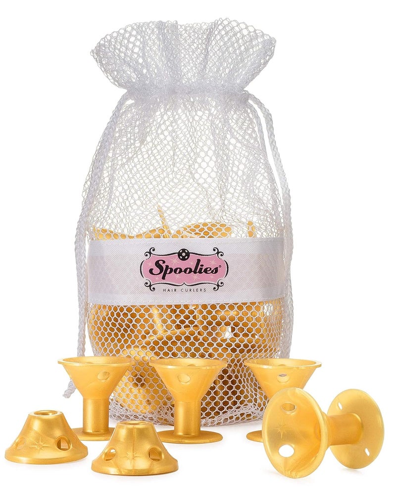 Original Hair Curlers, Heatless Silicone Rollers with Mesh Bag Gift for Natural Hair, Hair Extension plus Wigs, Made in USA, 15 Jumbo Size (Gold Edition)