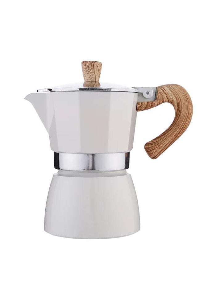 Liying Stovetop Espresso Maker Moka Pot (3cup), Leak-Proof, Perfect for Authentic Cuban & Italian Style Espresso (Beige)  - Image 1