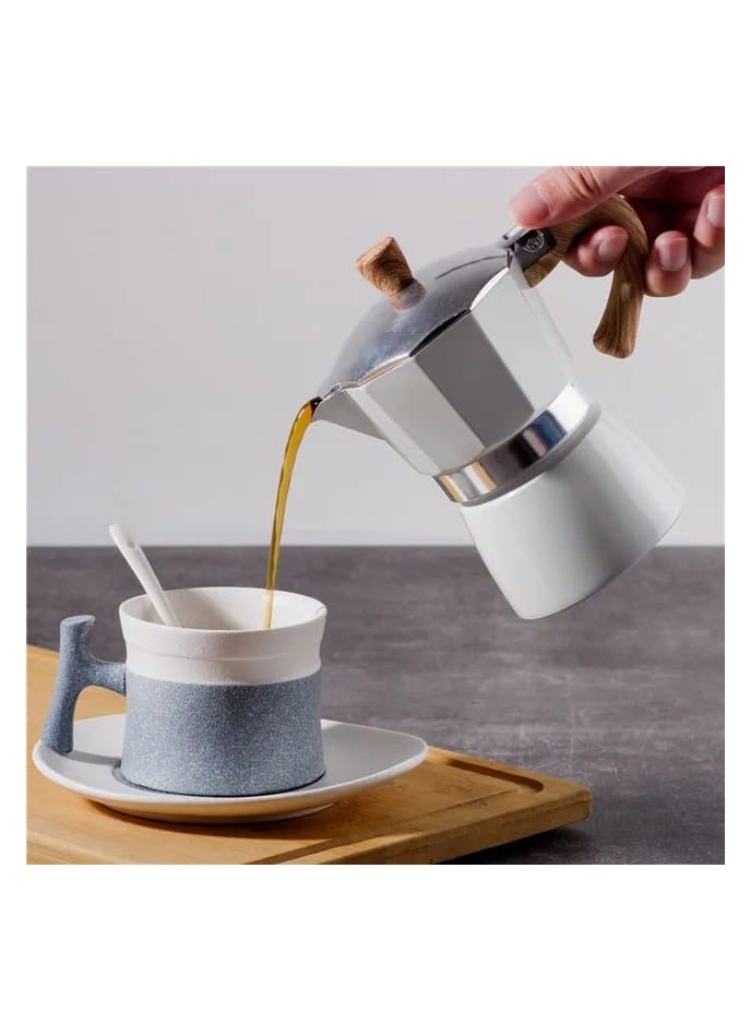 Liying Stovetop Espresso Maker Moka Pot (3cup), Leak-Proof, Perfect for Authentic Cuban & Italian Style Espresso (Beige)  - Image 3
