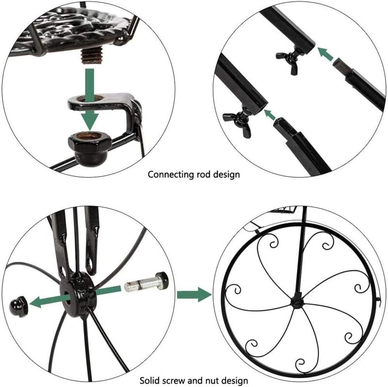 windforgecraft Bicycle Tricycle Plant Stand, Metal Flower Pot Cart Holder, Plant Display Rack, Multi-Function Plant Stand, Storage Organizer, for Plant Lovers, Home, Garden - Image 5