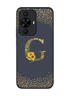 Stylizedd Rugged Black edge case for Huawei nova 12s / Huawei nova 11/ Huawei nova 12 Lite 4G,Custom Monogram Initial Letter Floral Pattern Alphabet - G (Grey)  - Image 1