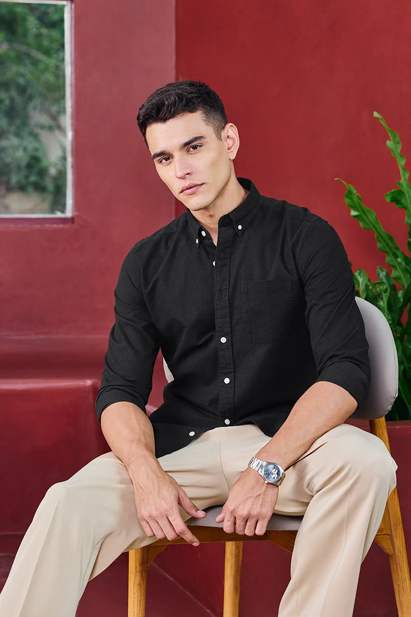 SNITCH قميص كور لاب أسود بأزرار ضيق