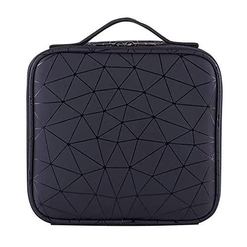 INOVERA (LABEL) Faux Leather Makeup Organizer Bag for Women, Girls & Bride - Travel Cosmetic Kit Storage Organiser - Toiletry Vanity Box with Adjustable Compartment, 26l x 23b x 9h cm (Black Diamond) - Image 3