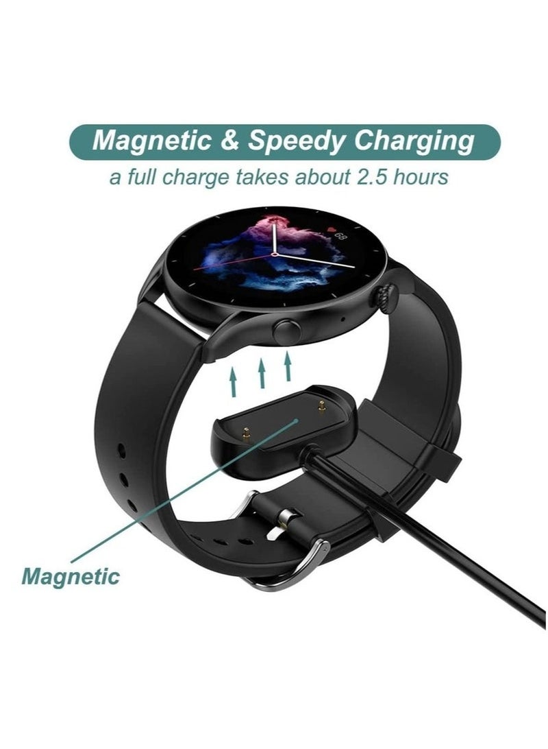 2 Pcs Charger Cable for Amazfit T-Rex 2, GTS 4/3, GTR 4/3 Pro, Magnetic Charging Cable Cord for Amazfit T-Rex 2, GTS 4, GTR 4, GTS 3, GTR3, GTR 3 Pro Smart Watch 【2-Pack, 3.3ft/1m】 - Image 3