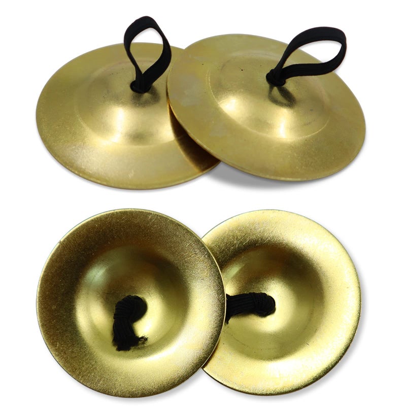 SNOMEL 4Pcs Finger Cymbals 5.3cm/2.1in, Finger Zills for Belly Dance, Brass Hand Cymbals, belly dancing cymbals, Dance Finger Musical Instrument for Dancer Party, Sagats (Gold) - Image 1