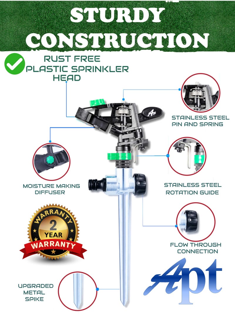 APT Pulsating Impact Sprinklers for Yard, Lawn & Garden, 80 to 5800 Ft. Sq. Adjustable Spray (2Pcs) - Image 5