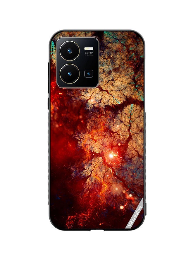 Protective Case Cover For Vivo Y35 Abstract, Fractal, Shine, Bright Red Design Multicolour