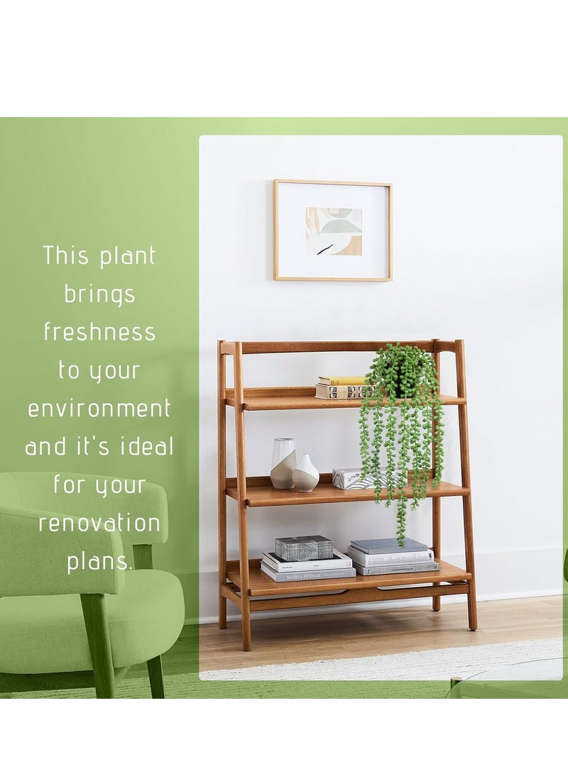 Indoor Artificial Pearl String Pot with Long-Path Realistic Green Artificial Hanging Succulents for Living Room, Kitchen, Balcony, Garden, Bedroom Decoration - Image 4