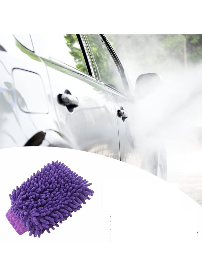 Car Wash Glove Universal Two Sided Coral Velvet Gloves Purple - Image 2