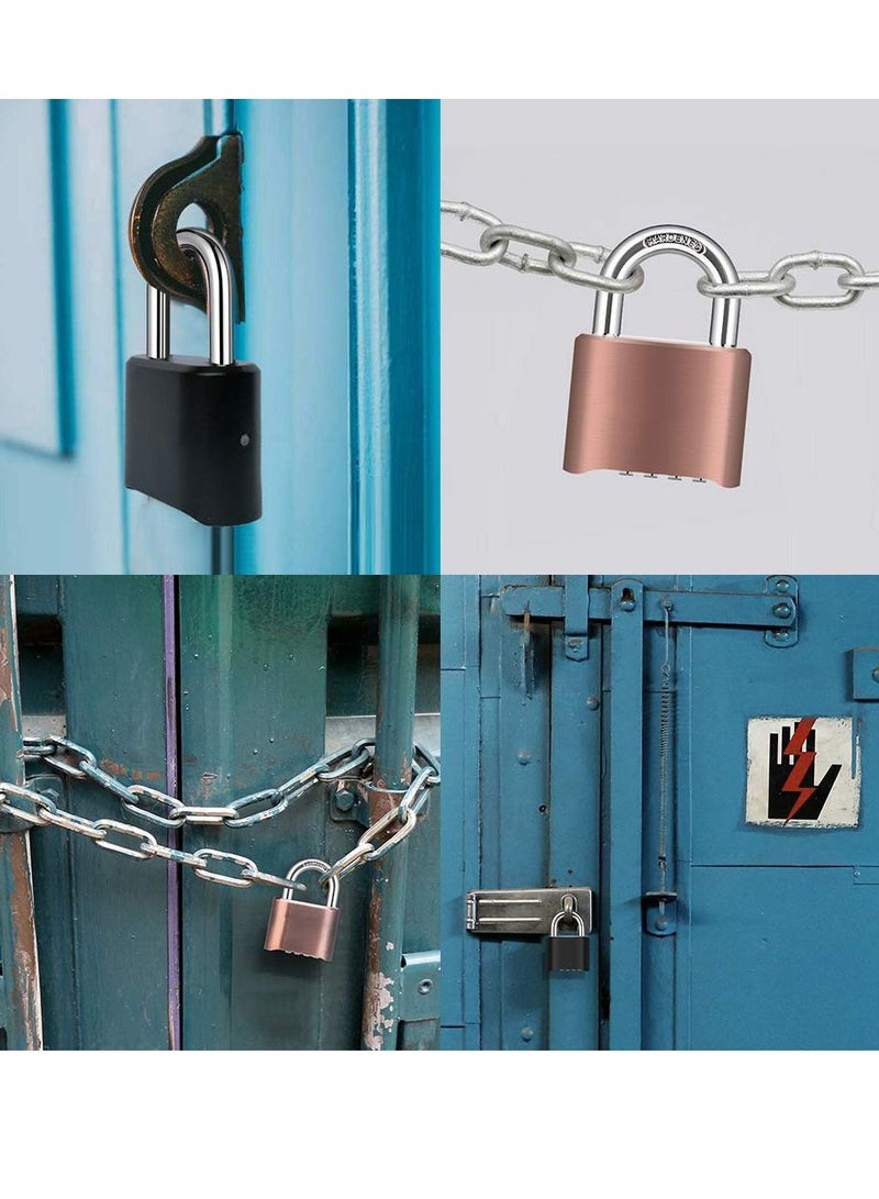 4 Digit Heavy Duty Combination Lock Outdoor Waterproof Padlock 1.3 Inch Shackle for Gate, Fence,Toolbox, Case, Hasp Storage, Gym Locker, Sports Locker, School Locker (Black) - Image 4