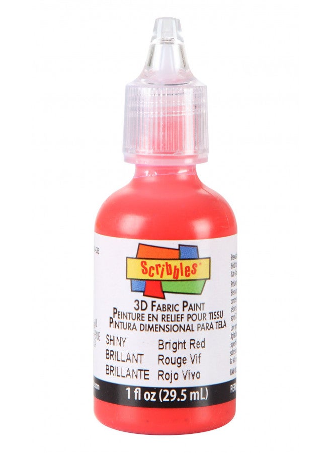 Scribbles Fabric 3D Paint, 1 Fl Oz (Pack of 1), Bright Red
