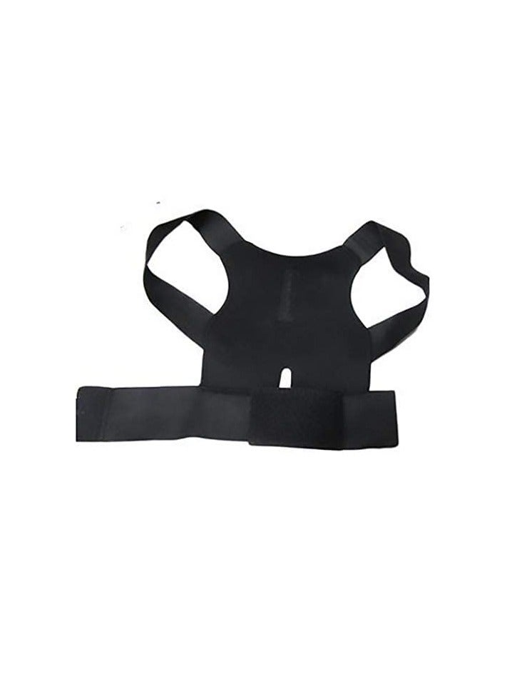 Adult Adjustable Back Lumbar Shoulder Support Correction Brace Belt Posture Corrector Black, ABS, One Size