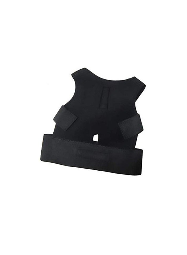 Adult Adjustable Back Lumbar Shoulder Support Correction Brace Belt Posture Corrector Black, ABS, One Size