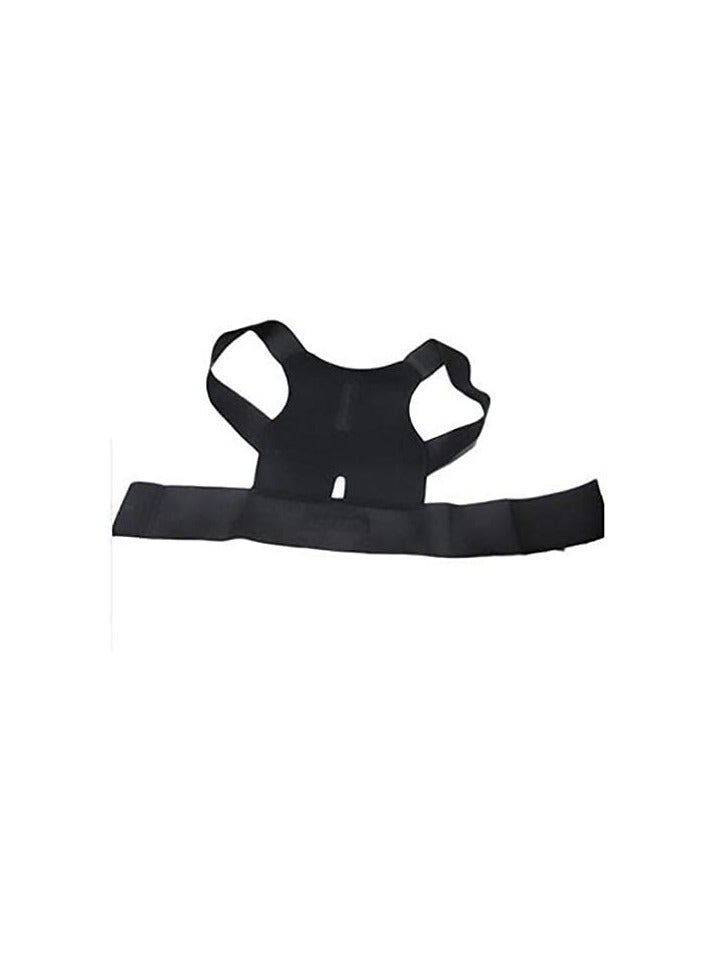 Adult Adjustable Back Lumbar Shoulder Support Correction Brace Belt Posture Corrector Black, ABS, One Size