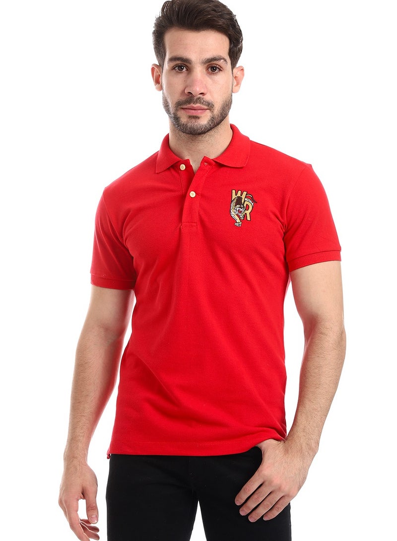 WHITE RABBIT Stitched Chest Logo Pique Patterned Polo Shirt  - Image 2